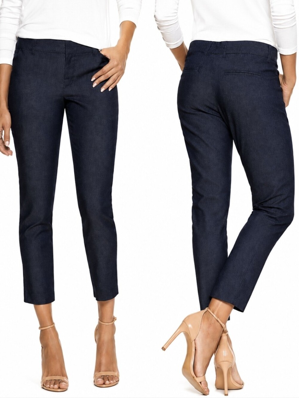 Gap Slim City Crop Pants Denim Ankle Length Trouser Jeans Blue Chambray Size 14